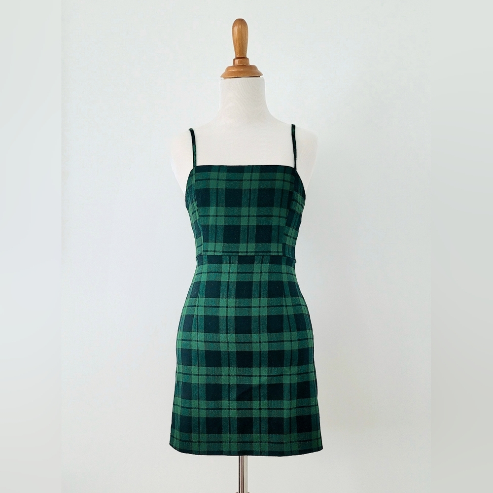 Green Tartan Mini Dress